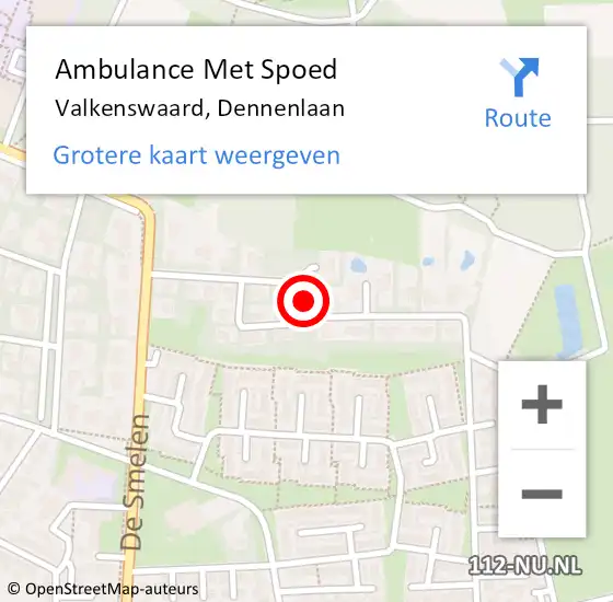 Locatie op kaart van de 112 melding: Ambulance Met Spoed Naar Valkenswaard, Dennenlaan op 19 augustus 2018 10:46