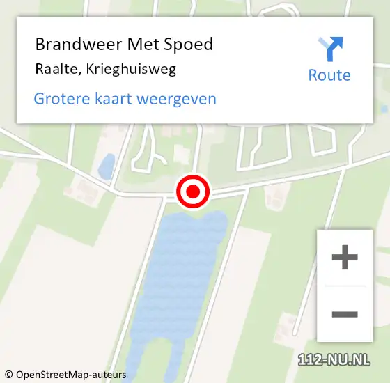 Locatie op kaart van de 112 melding: Brandweer Met Spoed Naar Raalte, Krieghuisweg op 19 augustus 2018 10:51