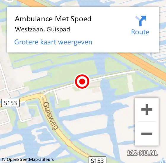 Locatie op kaart van de 112 melding: Ambulance Met Spoed Naar Westzaan, Guispad op 19 augustus 2018 11:15