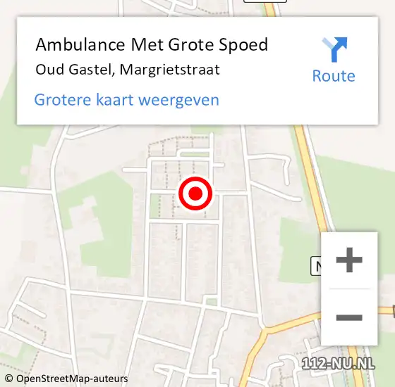 Locatie op kaart van de 112 melding: Ambulance Met Grote Spoed Naar Oud Gastel, Margrietstraat op 19 augustus 2018 11:22