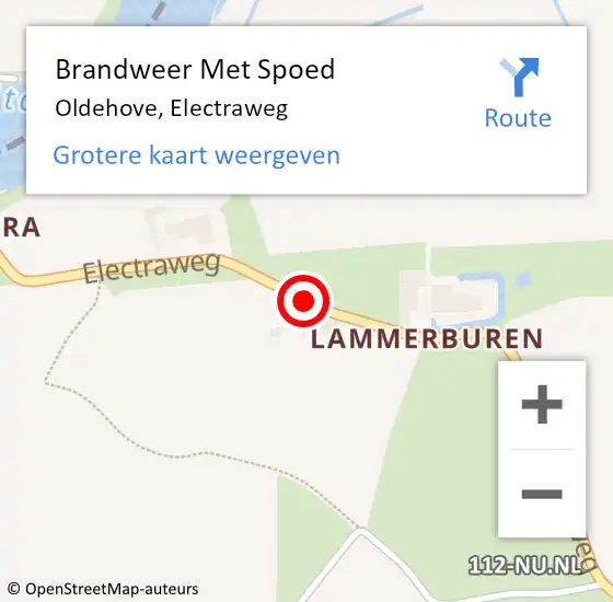 Locatie op kaart van de 112 melding: Brandweer Met Spoed Naar Oldehove, Electraweg op 19 augustus 2018 11:52