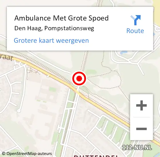 Locatie op kaart van de 112 melding: Ambulance Met Grote Spoed Naar Den Haag, Pompstationsweg op 19 augustus 2018 13:34