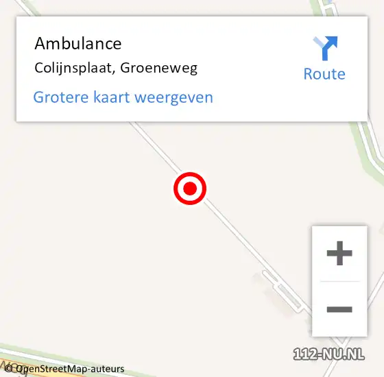 Locatie op kaart van de 112 melding: Ambulance Colijnsplaat, Groeneweg op 19 augustus 2018 13:37