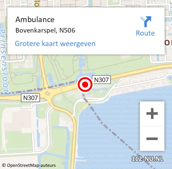 Locatie op kaart van de 112 melding: Ambulance Bovenkarspel, N506 op 19 augustus 2018 14:44