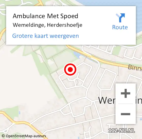 Locatie op kaart van de 112 melding: Ambulance Met Spoed Naar Wemeldinge, Herdershoefje op 19 augustus 2018 15:06