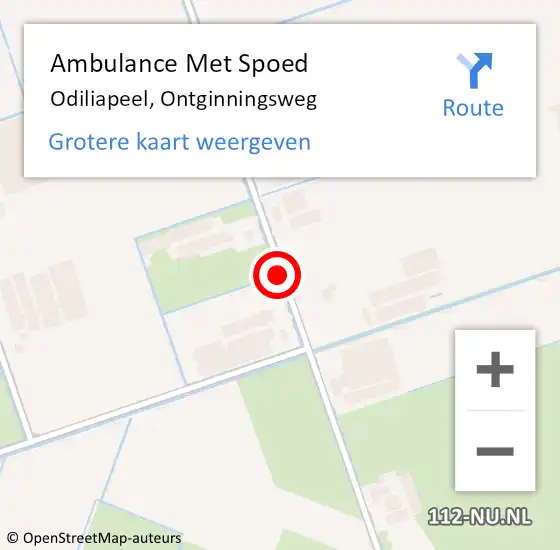 Locatie op kaart van de 112 melding: Ambulance Met Spoed Naar Odiliapeel, Ontginningsweg op 19 augustus 2018 15:12