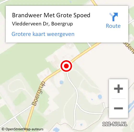 Locatie op kaart van de 112 melding: Brandweer Met Grote Spoed Naar Vledderveen Dr, Boergrup op 19 augustus 2018 15:27