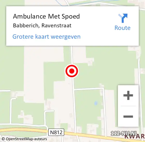 Locatie op kaart van de 112 melding: Ambulance Met Spoed Naar Babberich, Ravenstraat op 19 augustus 2018 15:38