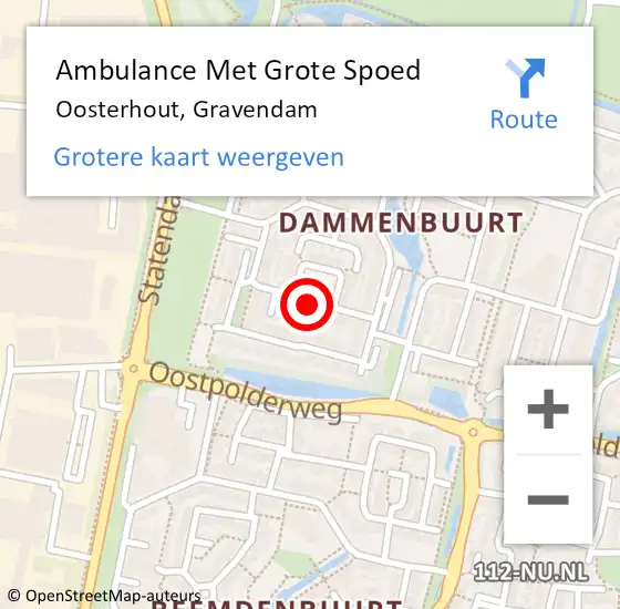 Locatie op kaart van de 112 melding: Ambulance Met Grote Spoed Naar Oosterhout, Gravendam op 19 augustus 2018 15:49