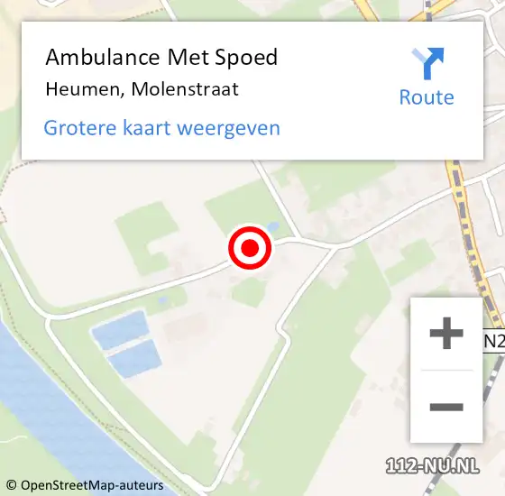 Locatie op kaart van de 112 melding: Ambulance Met Spoed Naar Heumen, Molenstraat op 19 augustus 2018 15:54