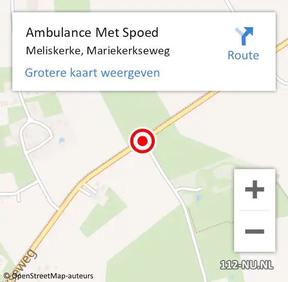Locatie op kaart van de 112 melding: Ambulance Met Spoed Naar Meliskerke, Mariekerkseweg op 19 augustus 2018 15:56