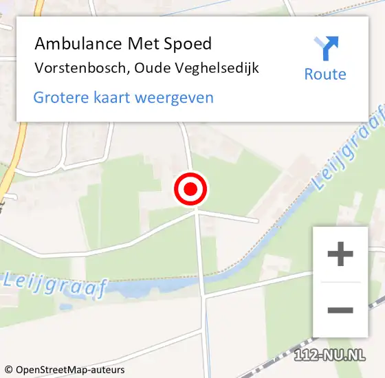 Locatie op kaart van de 112 melding: Ambulance Met Spoed Naar Vorstenbosch, Oude Veghelsedijk op 19 augustus 2018 15:59