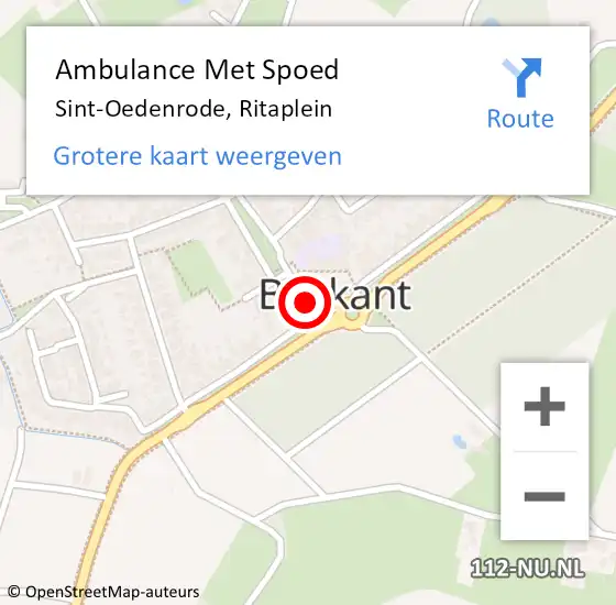 Locatie op kaart van de 112 melding: Ambulance Met Spoed Naar Sint-Oedenrode, Ritaplein op 19 augustus 2018 16:03