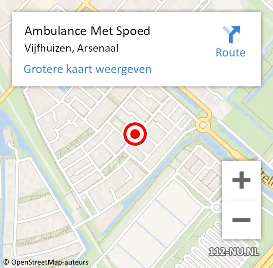 Locatie op kaart van de 112 melding: Ambulance Met Spoed Naar Vijfhuizen, Arsenaal op 19 augustus 2018 16:12