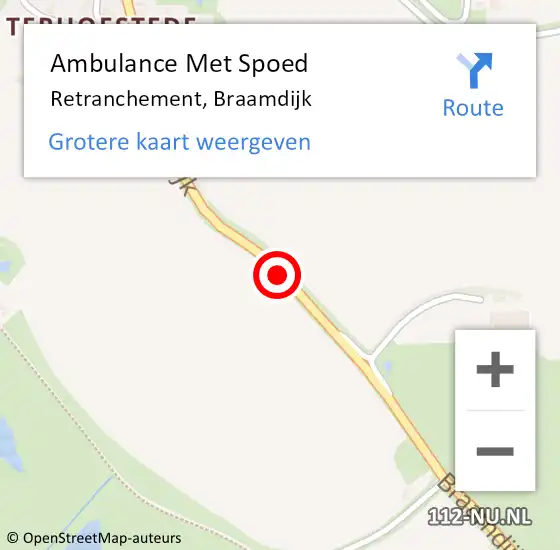 Locatie op kaart van de 112 melding: Ambulance Met Spoed Naar Retranchement, Braamdijk op 19 augustus 2018 16:18