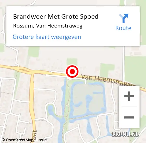 Locatie op kaart van de 112 melding: Brandweer Met Grote Spoed Naar Rossum, Van Heemstraweg op 19 augustus 2018 16:38