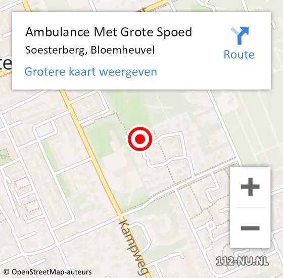 Locatie op kaart van de 112 melding: Ambulance Met Grote Spoed Naar Soesterberg, Bloemheuvel op 19 augustus 2018 16:42