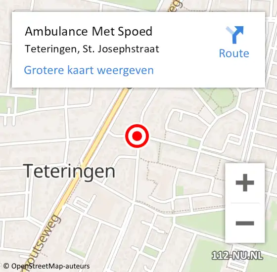 Locatie op kaart van de 112 melding: Ambulance Met Spoed Naar Teteringen, St. Josephstraat op 19 augustus 2018 16:51