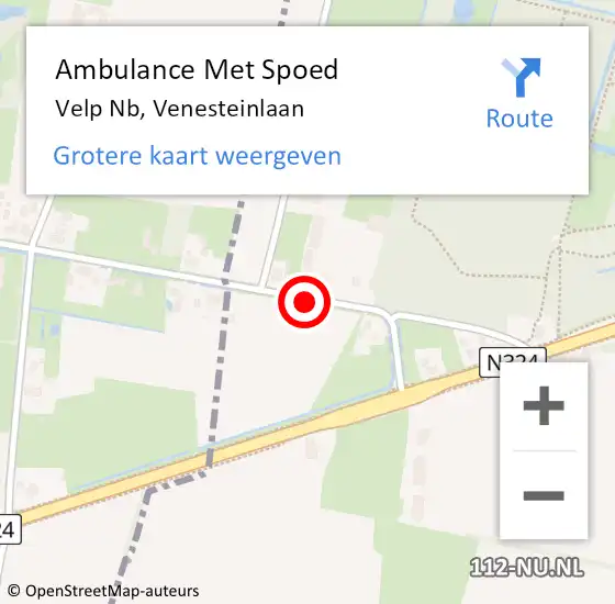 Locatie op kaart van de 112 melding: Ambulance Met Spoed Naar Velp Nb, Venesteinlaan op 19 augustus 2018 17:01