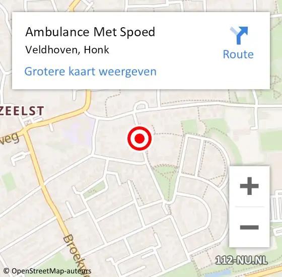 Locatie op kaart van de 112 melding: Ambulance Met Spoed Naar Veldhoven, Honk op 19 augustus 2018 17:03