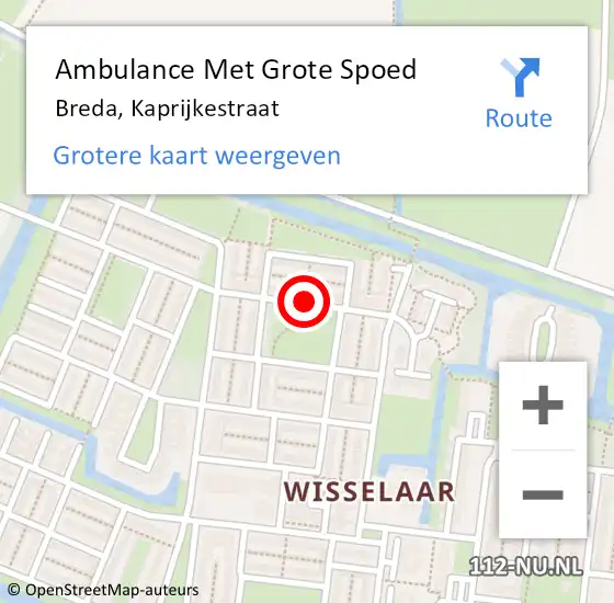 Locatie op kaart van de 112 melding: Ambulance Met Grote Spoed Naar Breda, Kaprijkestraat op 19 augustus 2018 17:21