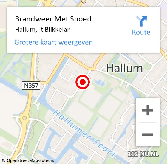 Locatie op kaart van de 112 melding: Brandweer Met Spoed Naar Hallum, It Blikkelan op 19 augustus 2018 17:27