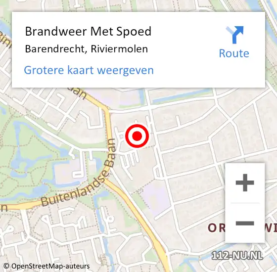 Locatie op kaart van de 112 melding: Brandweer Met Spoed Naar Barendrecht, Riviermolen op 19 augustus 2018 19:32