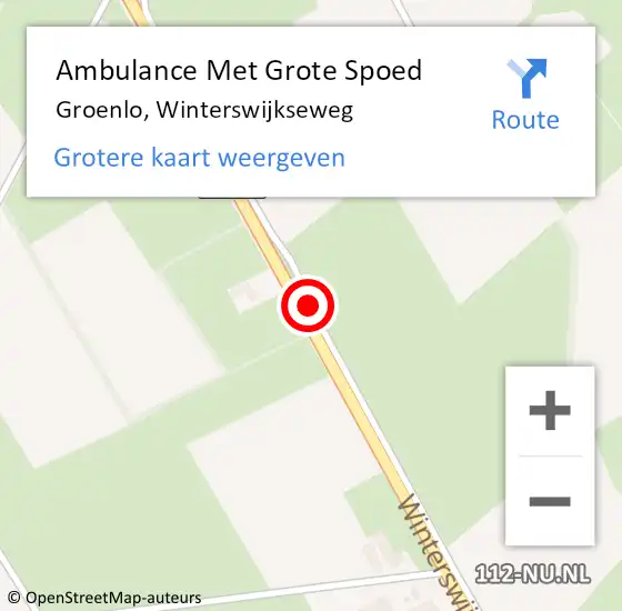 Locatie op kaart van de 112 melding: Ambulance Met Grote Spoed Naar Groenlo, Winterswijkseweg op 19 augustus 2018 19:38