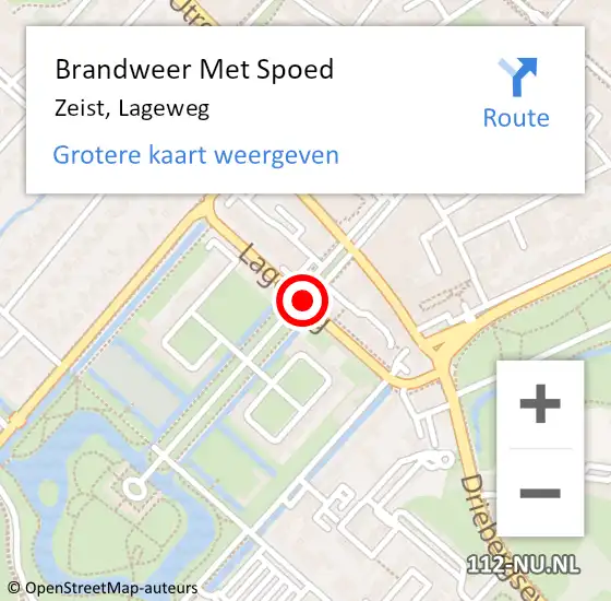 Locatie op kaart van de 112 melding: Brandweer Met Spoed Naar Zeist, Lageweg op 19 augustus 2018 19:45