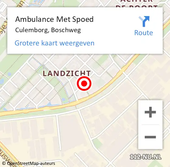 Locatie op kaart van de 112 melding: Ambulance Met Spoed Naar Culemborg, Boschweg op 19 augustus 2018 19:46