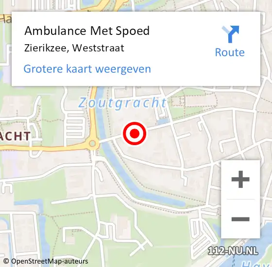 Locatie op kaart van de 112 melding: Ambulance Met Spoed Naar Zierikzee, Weststraat op 19 augustus 2018 19:50