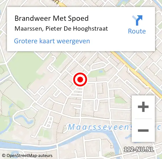 Locatie op kaart van de 112 melding: Brandweer Met Spoed Naar Maarssen, Pieter De Hooghstraat op 19 augustus 2018 20:23