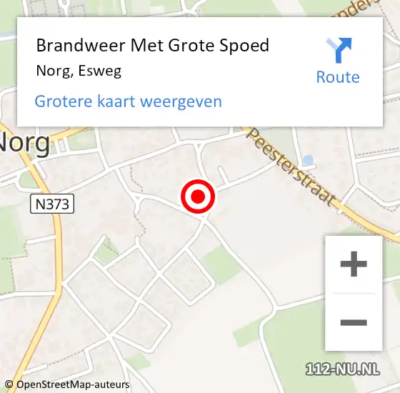 Locatie op kaart van de 112 melding: Brandweer Met Grote Spoed Naar Norg, Esweg op 6 maart 2014 13:37