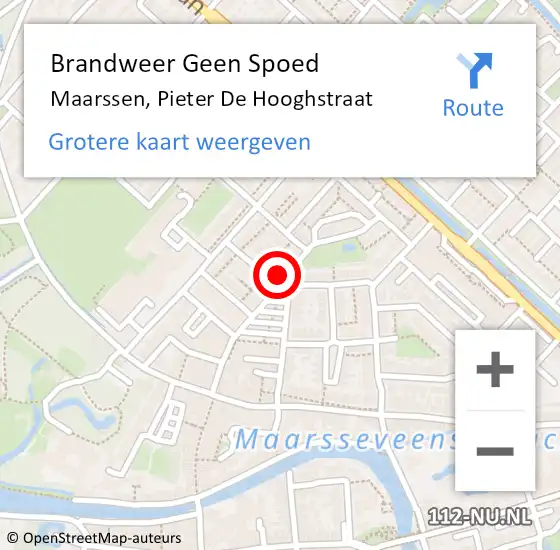 Locatie op kaart van de 112 melding: Brandweer Geen Spoed Naar Maarssen, Pieter De Hooghstraat op 19 augustus 2018 20:27