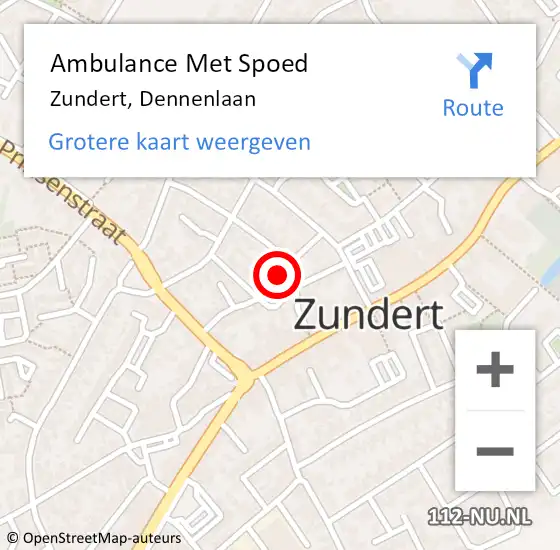 Locatie op kaart van de 112 melding: Ambulance Met Spoed Naar Zundert, Dennenlaan op 19 augustus 2018 20:30