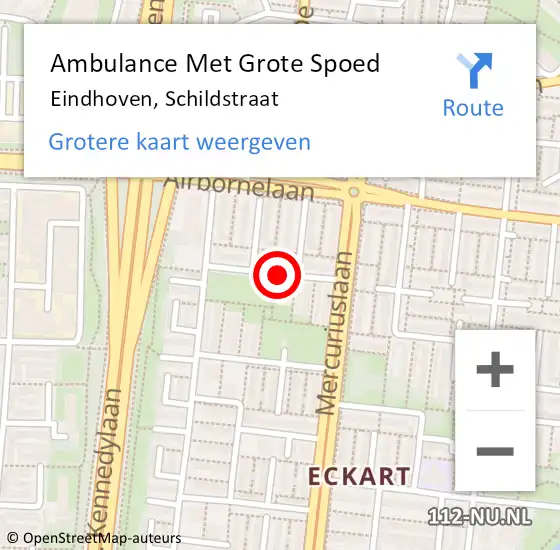 Locatie op kaart van de 112 melding: Ambulance Met Grote Spoed Naar Eindhoven, Schildstraat op 19 augustus 2018 21:11