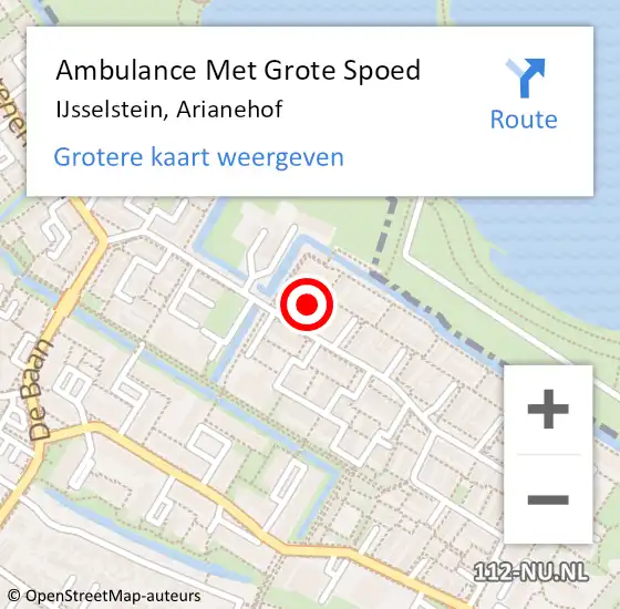 Locatie op kaart van de 112 melding: Ambulance Met Grote Spoed Naar IJsselstein, Arianehof op 19 augustus 2018 21:14