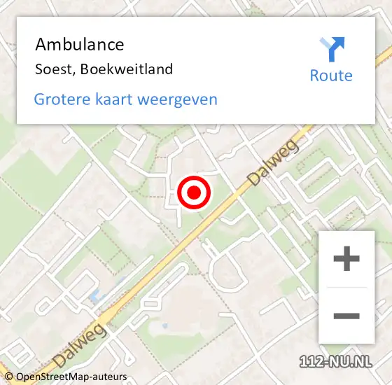 Locatie op kaart van de 112 melding: Ambulance Soest, Boekweitland op 19 augustus 2018 21:42