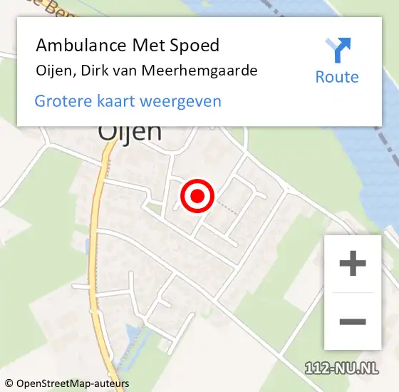 Locatie op kaart van de 112 melding: Ambulance Met Spoed Naar Oijen, Dirk van Meerhemgaarde op 19 augustus 2018 23:07