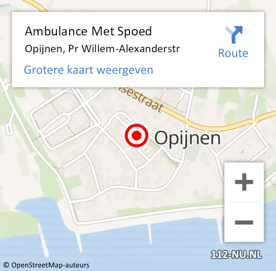 Locatie op kaart van de 112 melding: Ambulance Met Spoed Naar Opijnen, Pr Willem-Alexanderstr op 19 augustus 2018 23:32