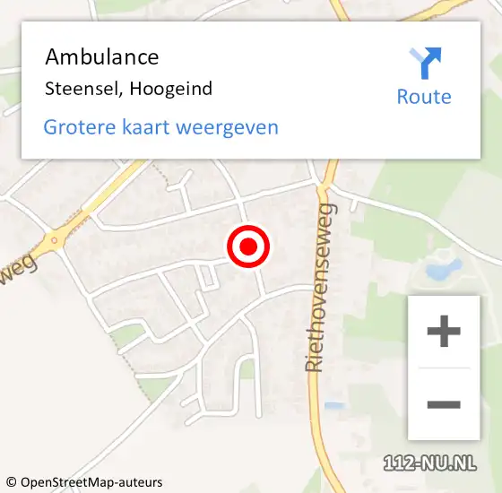 Locatie op kaart van de 112 melding: Ambulance Steensel, Hoogeind op 19 augustus 2018 23:42