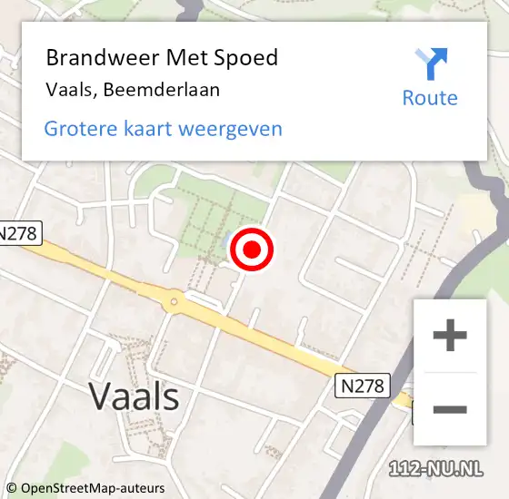 Locatie op kaart van de 112 melding: Brandweer Met Spoed Naar Vaals, Beemderlaan op 20 augustus 2018 00:30