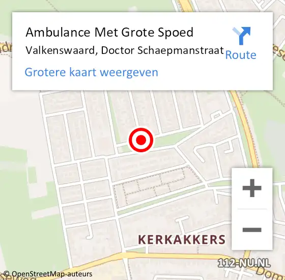 Locatie op kaart van de 112 melding: Ambulance Met Grote Spoed Naar Valkenswaard, Doctor Schaepmanstraat op 20 augustus 2018 01:23