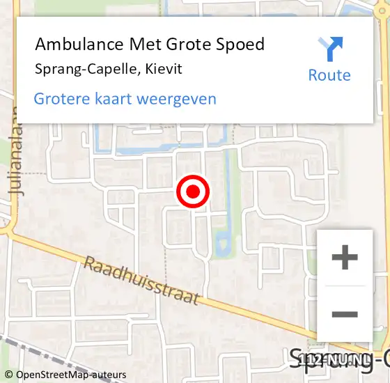 Locatie op kaart van de 112 melding: Ambulance Met Grote Spoed Naar Sprang-Capelle, Kievit op 20 augustus 2018 02:40