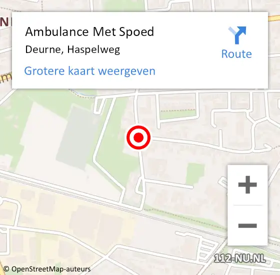 Locatie op kaart van de 112 melding: Ambulance Met Spoed Naar Deurne, Haspelweg op 20 augustus 2018 02:48