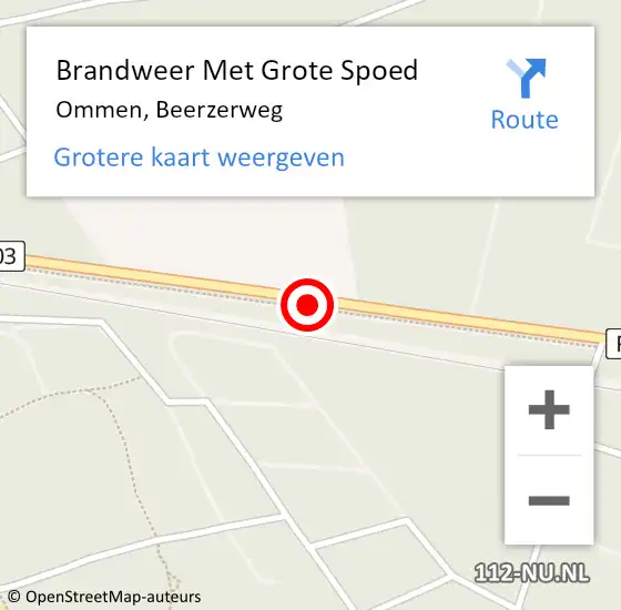 Locatie op kaart van de 112 melding: Brandweer Met Grote Spoed Naar Ommen, Beerzerweg op 20 augustus 2018 03:10