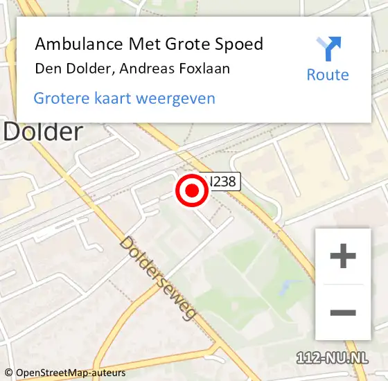 Locatie op kaart van de 112 melding: Ambulance Met Grote Spoed Naar Den Dolder, Andreas Foxlaan op 20 augustus 2018 05:46