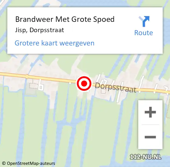 Locatie op kaart van de 112 melding: Brandweer Met Grote Spoed Naar Jisp, Dorpsstraat op 20 augustus 2018 06:16