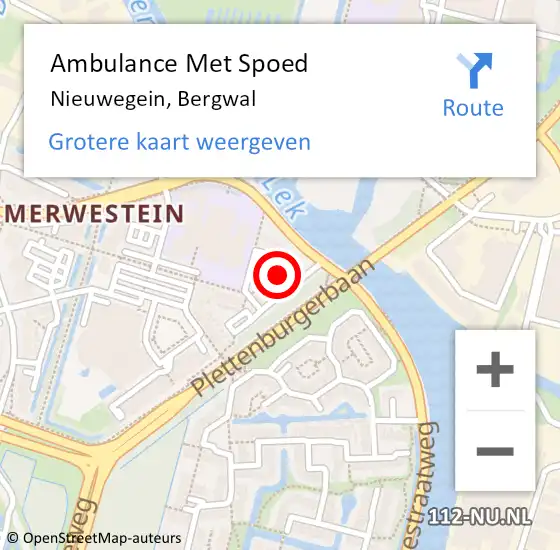 Locatie op kaart van de 112 melding: Ambulance Met Spoed Naar Nieuwegein, Bergwal op 20 augustus 2018 07:59