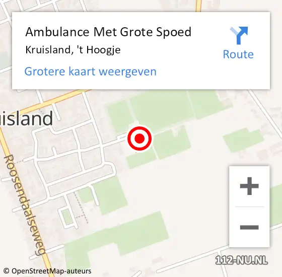Locatie op kaart van de 112 melding: Ambulance Met Grote Spoed Naar Kruisland, 't Hoogje op 20 augustus 2018 08:38